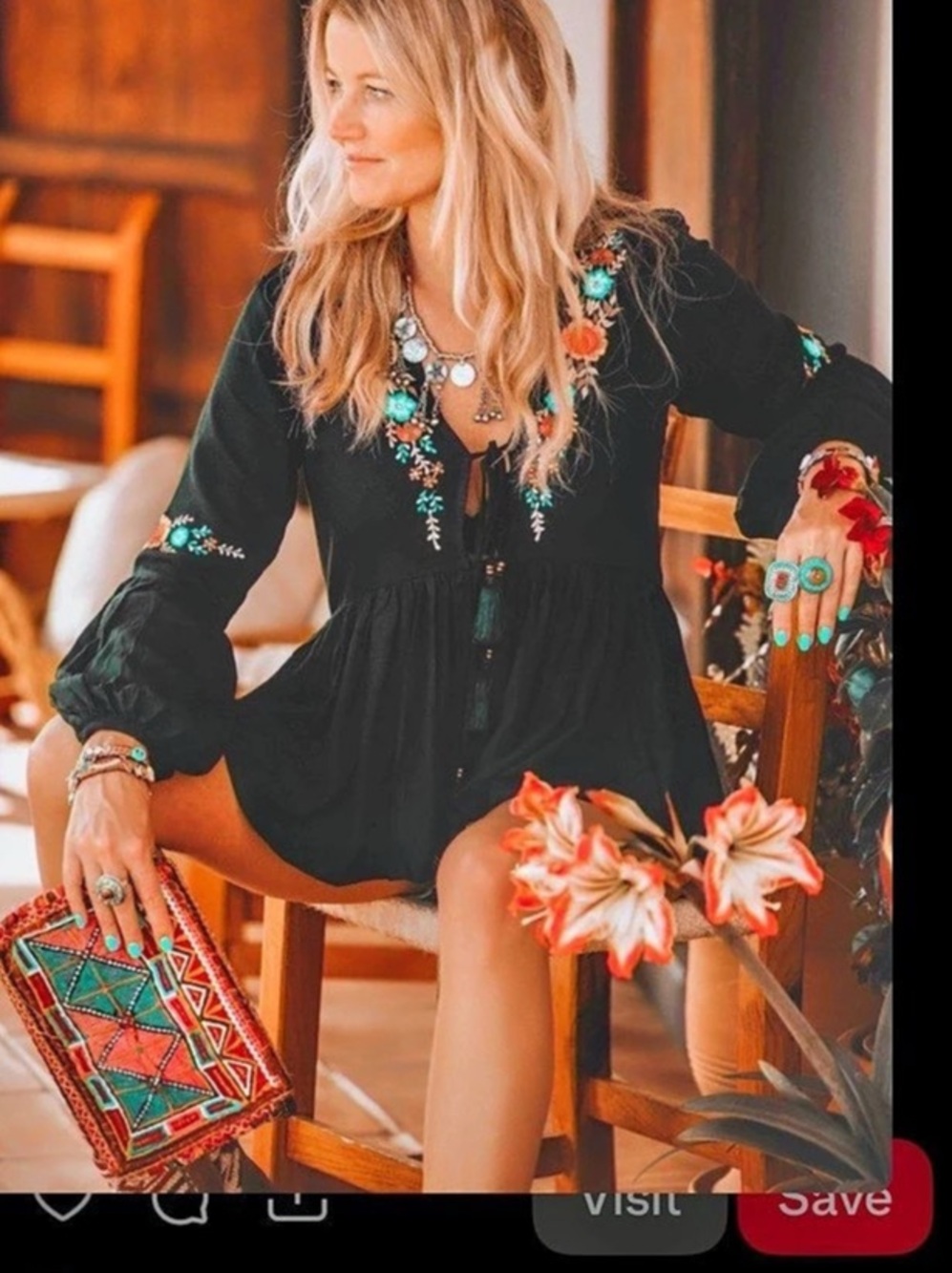 Floreat for Anthropologie Floreat Austral Black Beaded Embroidered Boho Peasant